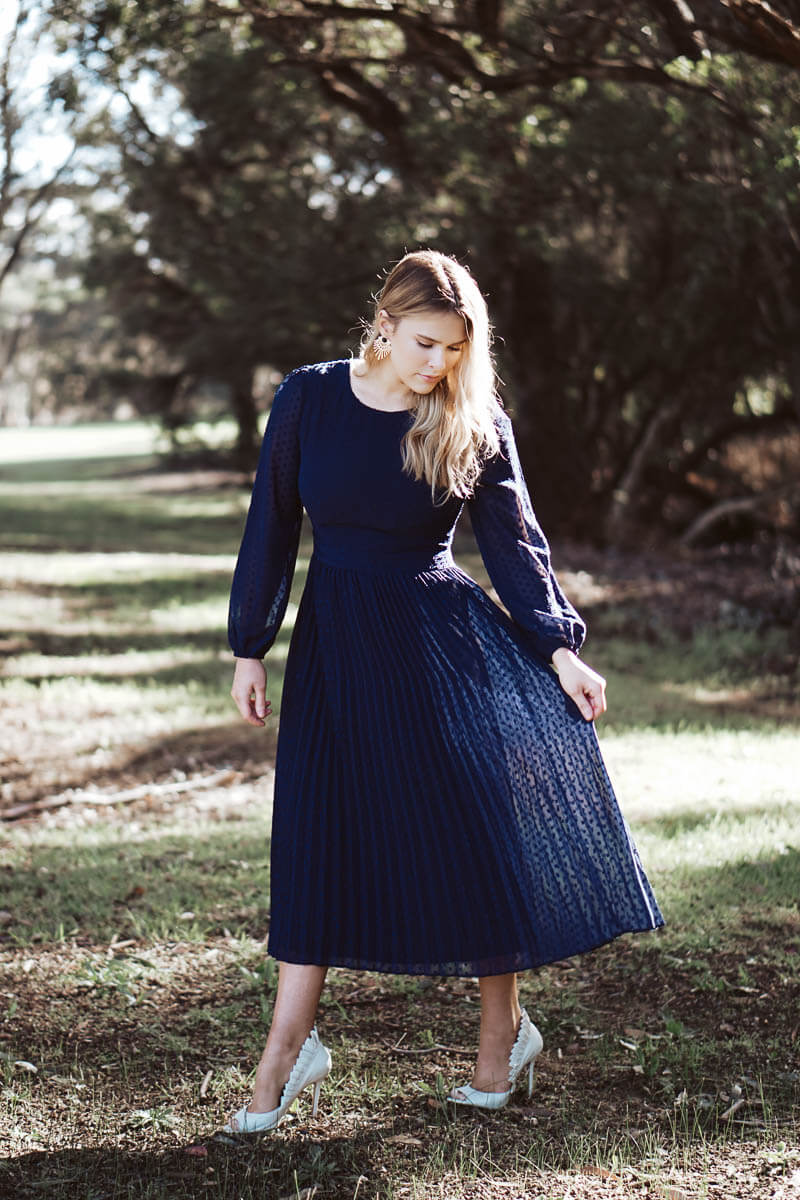 Sheer pleated skirt dress on sale
