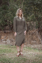 Jayde Classic Shirt Dress - Khaki