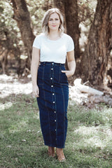 Mom High Waisted Skirt - Dark Denim