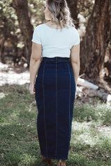 Mom High Waisted Skirt - Dark Denim