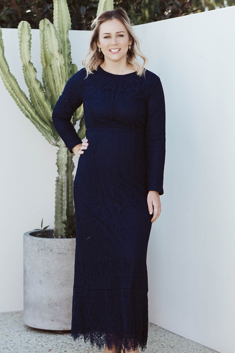 Charity Lace Dress - Navy