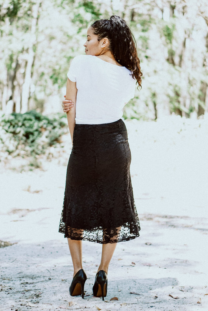 All Over Lace Skirt - Black
